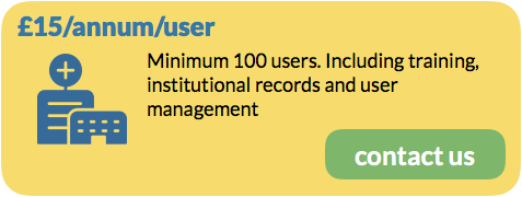 £15/annum/user, Minimum 100 users. Including training, institutional records and user management. Contact Us